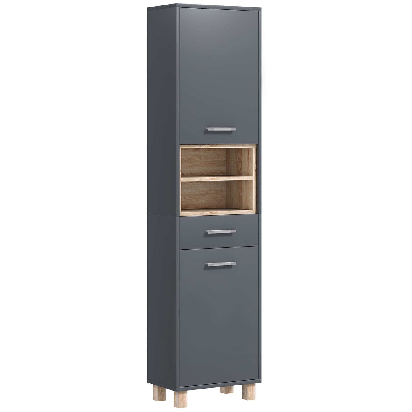 HOMCOM Tall Bathroom Storage Cabinet, Freestanding Bathroom Cabinet with Open Compartments, Double Doors and Drawer | Dipra Home