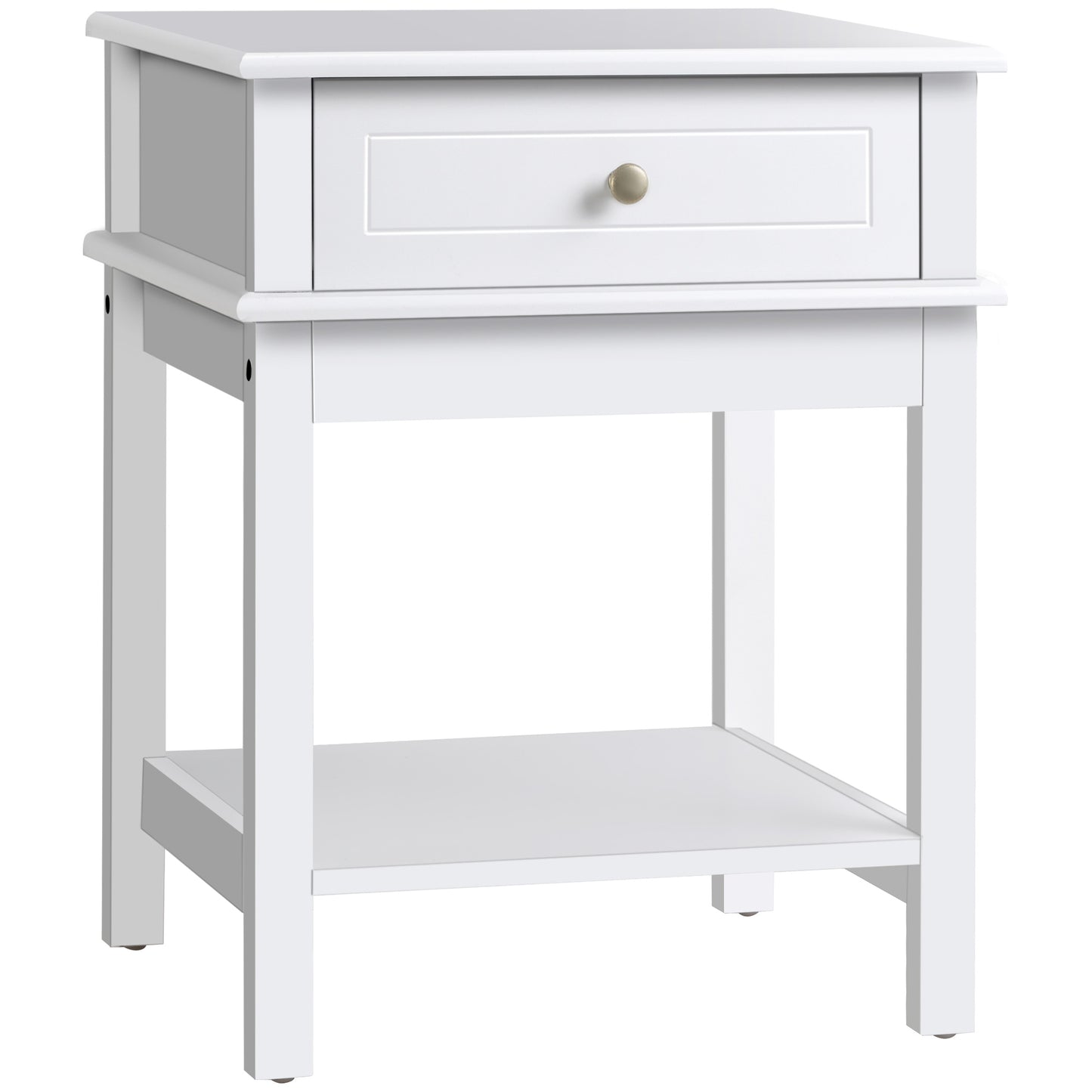 HOMCOM Nightstand: Contemporary, Accent End Side Table, Drawer, Storage Shelf, Bedside Table, Bedroom/Living Room, White | Dipra Home