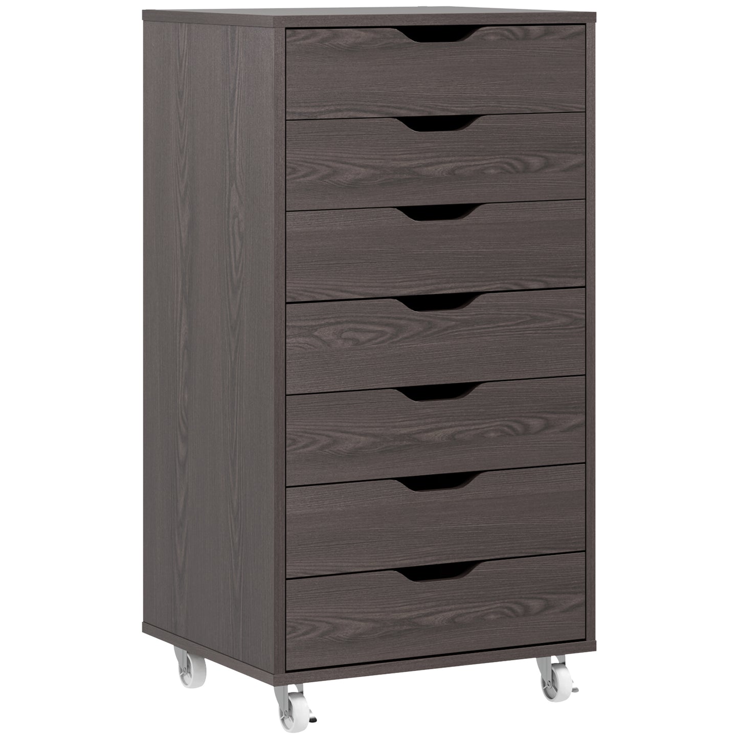 Vinsetto 7-drawer Vertical File Cabinet for Home Office, Storage Cabinet with Wheels, 18.7"x15.6"x35.4", Grey Wood Grain | Dipra Home