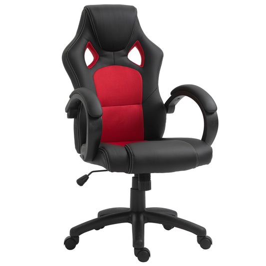 HOMCOM Ergonomic Gaming Chair, High Back, Swivel Office Chair with Wheels, Headrest, Tilt, Red | Dipra Home