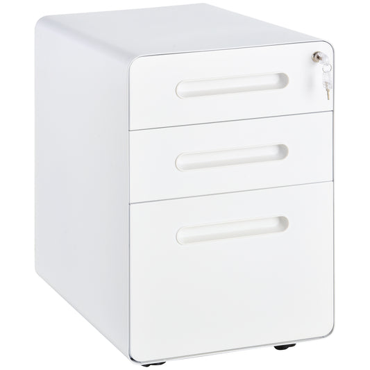 Vinsetto Secure File Cabinet: Locking Drawers & Smooth Mobility for Legal/Letter Documents in Home Office, White | Dipra Home