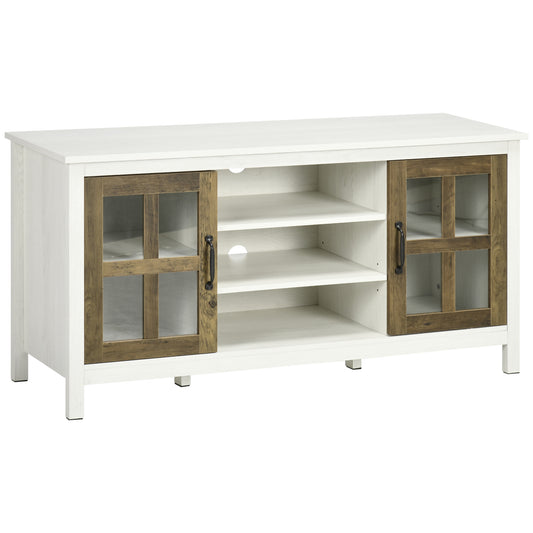 HOMCOM TV Cabinet: For 55" TVs, White, Adjustable Shelves, Living Room Entertainment Center | Dipra Home