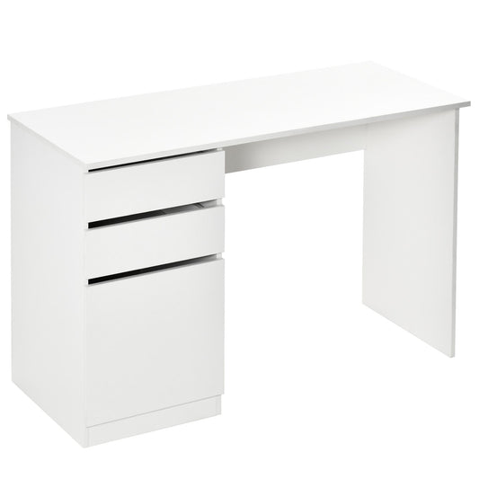 HOMCOM Modern White Computer Desk for Home Office Study with Storage Drawer and Cabinet Living Room Writing Workstation | Dipra Home