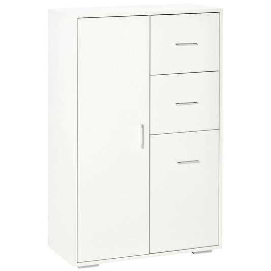 HOMCOM Versatile Storage Cabinet Free Standing Cupboard with 2 Drawers & Cabinets White Sideboard Buffet for Living Room or Bedroom | Dipra Home