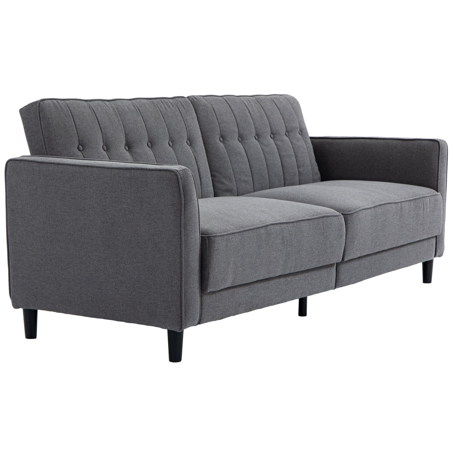 HOMCOM Convertible Sofa Bed Pull Out Couch Button Tufted Fabric Adjustable Back Living Room Furniture Charcoal Grey | Dipra Home