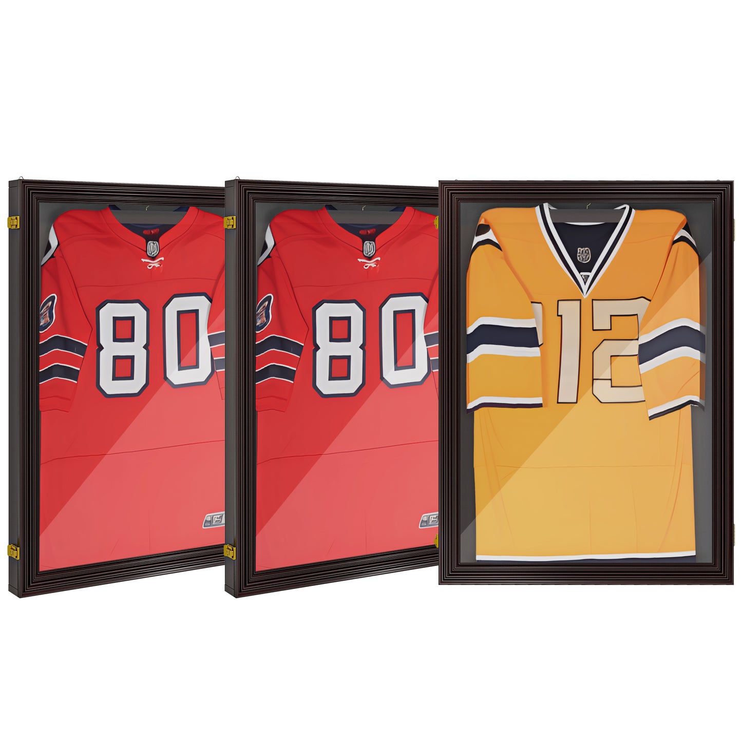 HOMCOM Set of 3 Jersey Display Frame Case, Acrylic Sports Shirt Shadow Box for Basketball Football Baseball, 23.5" x 31.5", Brown | Dipra Home