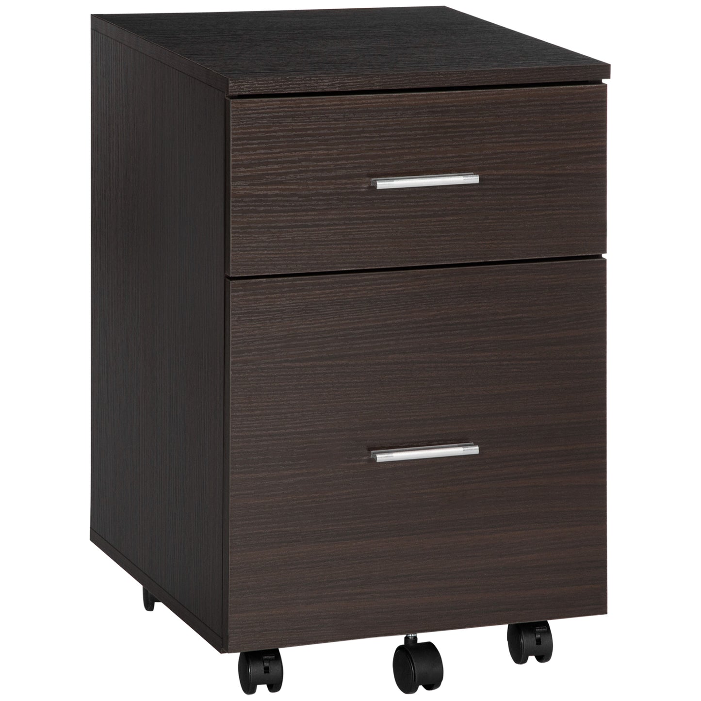 Vinsetto Rolling File Chest: 2 Drawers on Wheels for Legal/Letter Documents in Warm Brown Wood-Tone Home Office | Dipra Home