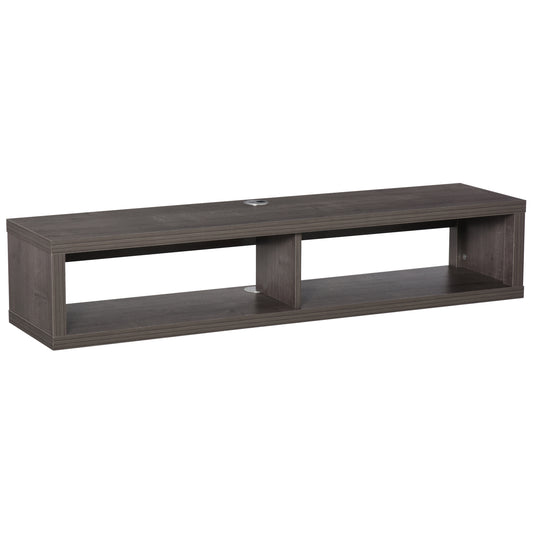 HOMCOM Floating TV Stand: Wall-Mounted Media Console with Storage Shelf, Entertainment Center, Dark Grey Wood Grain | Dipra Home