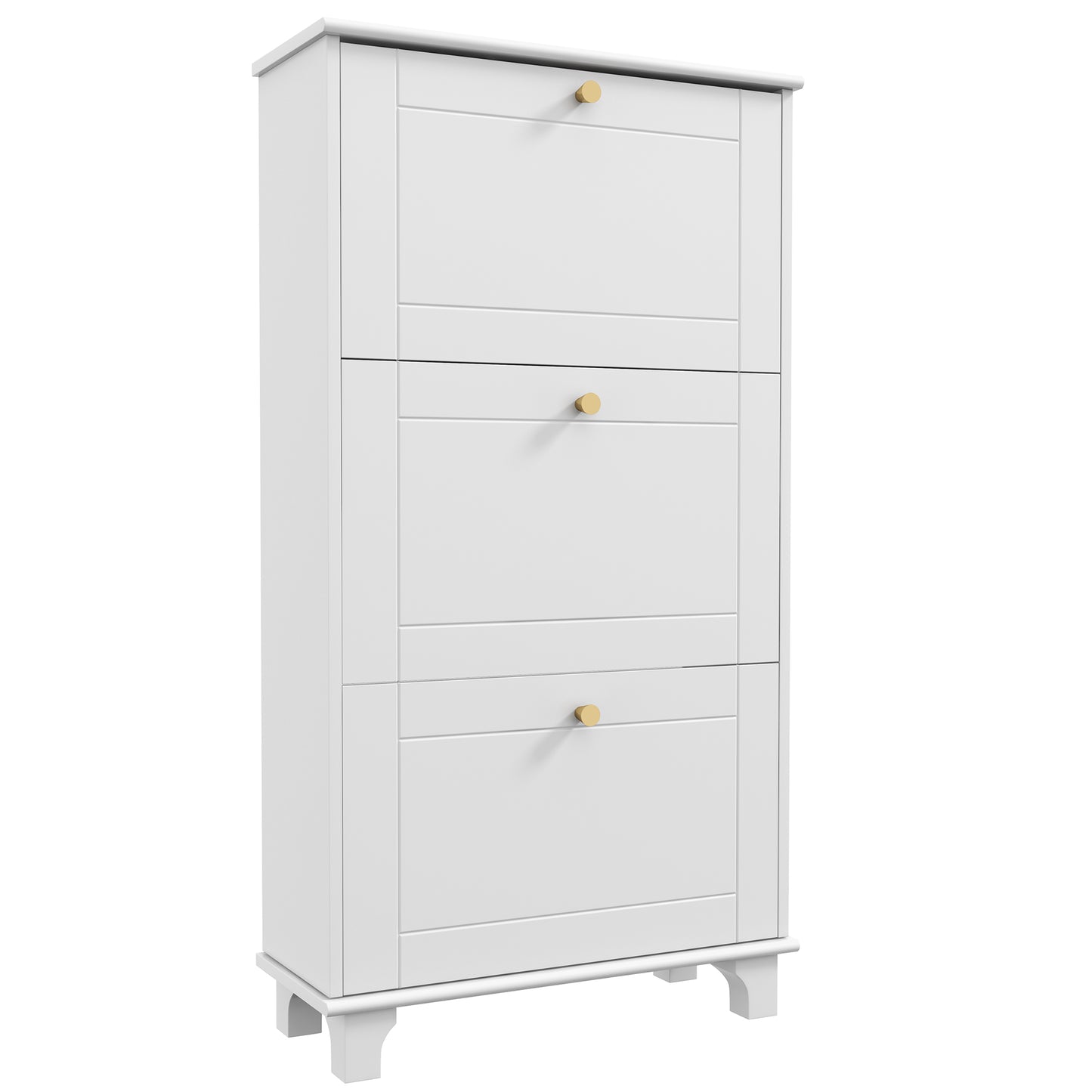 HOMCOM Narrow Shoe Cabinet: 3 Flip Drawers, Adjustable Shelves for 12 Pairs, White Small Space Organizer | Dipra Home