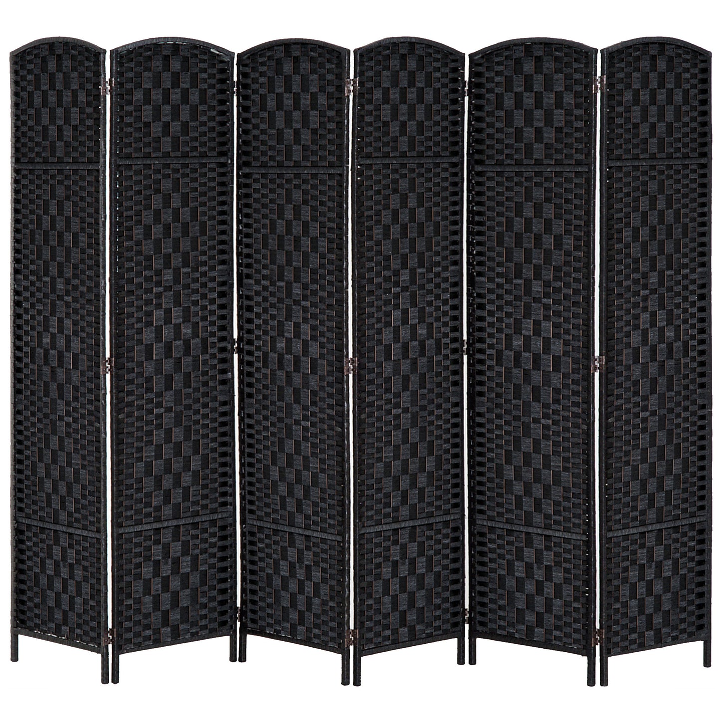 HOMCOM Modern Flair Room Divider: 6-Panel Folding Wooden Frame Partition for Home Office, Elegant Black | Dipra Home