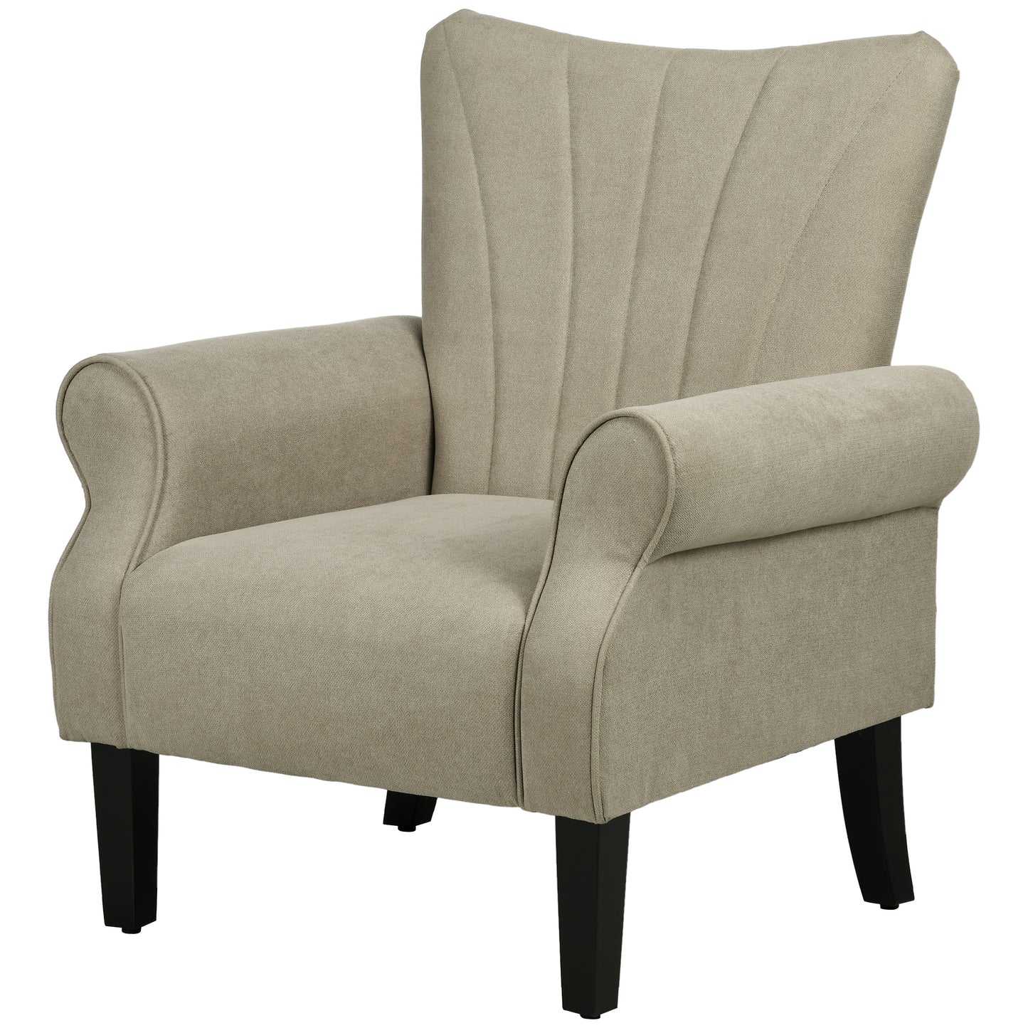 HOMCOM Timeless Elegance: Fabric Armchair with Wooden Legs for Lounge, Bedroom, Office, Beige Finish | Dipra Home