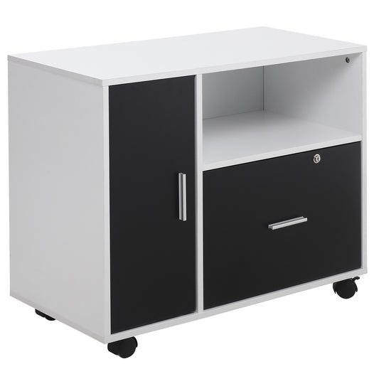 HOMCOM Mobile Lateral File Cabinet: Lockable Drawer Printer Stand for Letter/Legal Docs, Home Office | Dipra Home