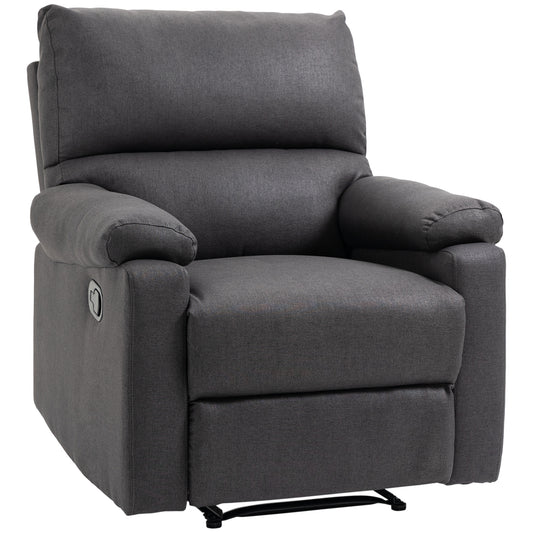 HOMCOM Recliner Sofa Manual Reclining Chair with Footrest Padded Seat for Living Room, Bedroom, Study, Dark Grey | Dipra Home