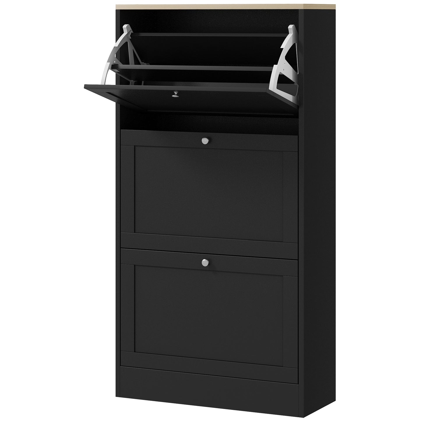 HOMCOM Modern Shoe Storage Cabinet with 3 Flip Drawers Adjustable Shelves for 18 Pairs Black | Dipra Home