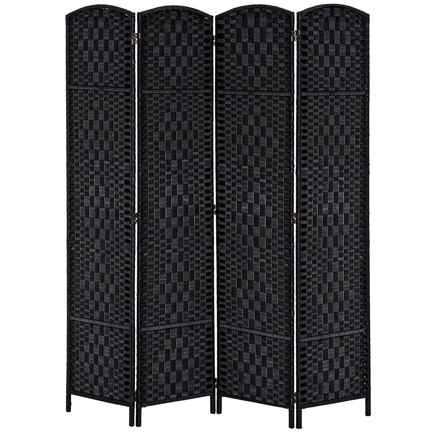 HOMCOM Minimalist Room Divider: 4-Panel Folding Wooden Frame Partition for Bedroom/Office, Sophisticated Black | Dipra Home