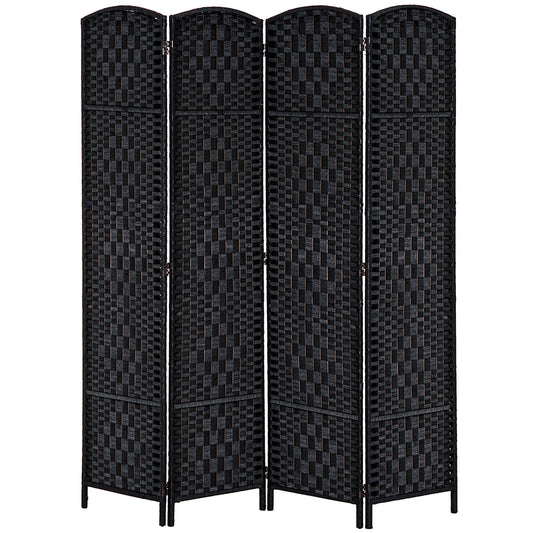 HOMCOM Minimalist Room Divider: 4-Panel Folding Wooden Frame Partition for Bedroom/Office, Sophisticated Black | Dipra Home