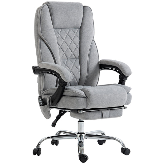 Vinsetto Massage Office Chair, Heated Reclining Computer Chair with Adjustable Height and Footrest, Grey | Dipra Home