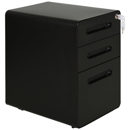 Vinsetto Lockable File Cabinet Steel on Wheels for Legal A4 Letter Size Home Office Black | Dipra Home