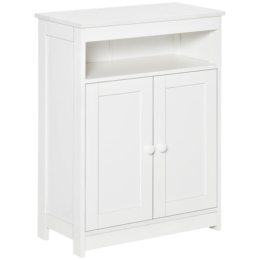 HOMCOM Bathroom Storage Cabinet Freestanding Organizer Sideboard Adjustable Shelf Wooden Furniture White | Dipra Home