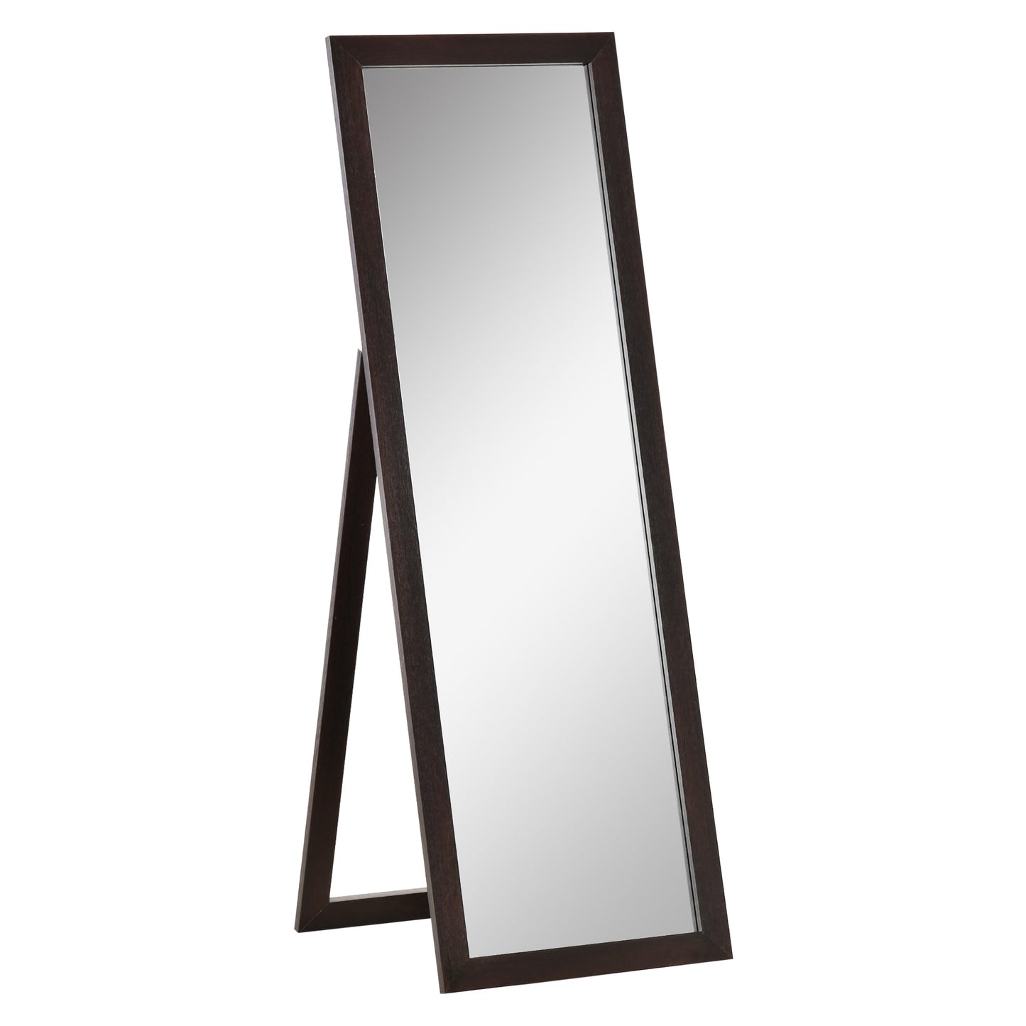 HOMCOM Reflective Elegance: Full Length Mirror Floor Standing Dressing Mirror, Sleek Design for Living Room Bedroom Decor, Brown Finish | Dipra Home