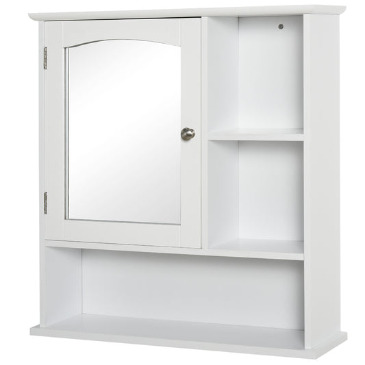 Kleankin White Wall Cabinet: Bathroom Medicine Storage with Mirrored Door & Adjustable Shelf for Tidy Organization | Dipra Home