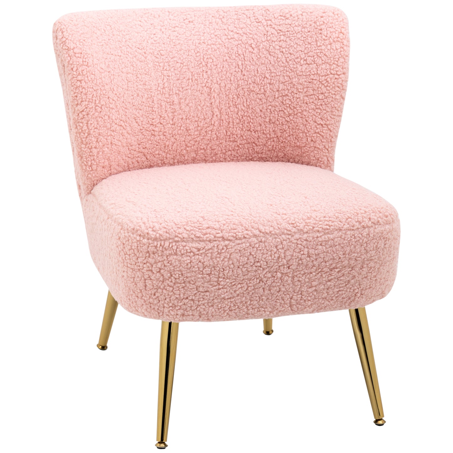 HOMCOM Chic Comfort: Soft Upholstered Lounge Chair with Gold Legs, Pink Hue for Bedroom Seating | Dipra Home