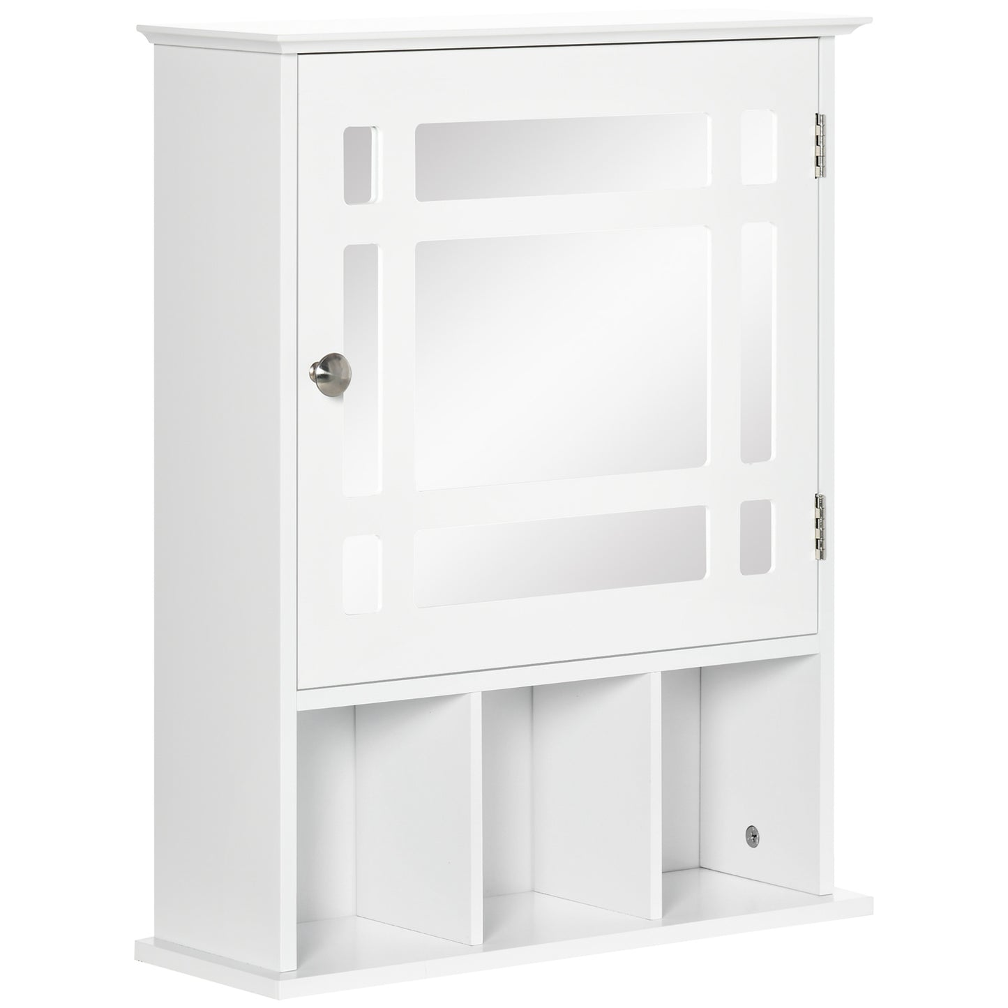 Kleankin White Wall Cabinet: Mounted Bathroom/Kitchen Storage with Mirrored Door & 3 Shelves for Organized Space | Dipra Home