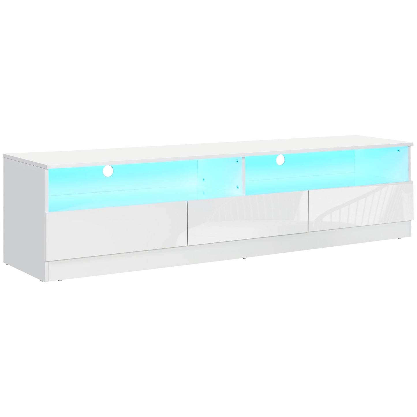 HOMCOM LED TV Cabinet: 71" High Gloss, Modern Storage Unit, Entertainment Center, White | Dipra Home