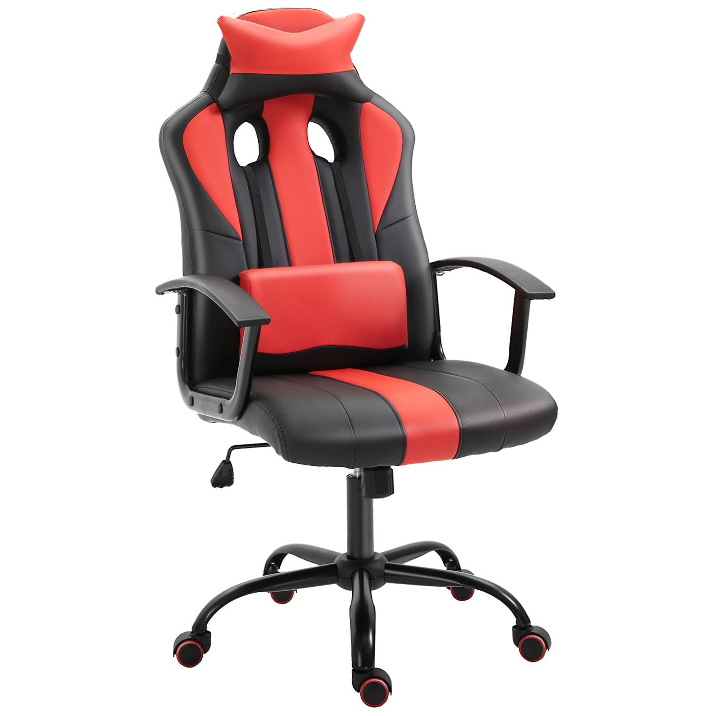 Vinsetto High Back Racing Style Gaming Chair Adjustable PU Leather Swivel Task Seat Lumbar Support Red | Dipra Home