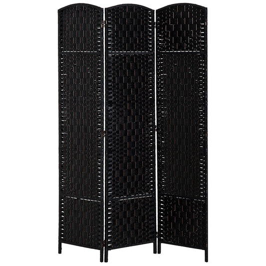 HOMCOM Partition Perfection: 6ft 3-Panel Wooden Frame Folding Room Divider, Black Wall Partition for Bedroom, Home Office | Dipra Home