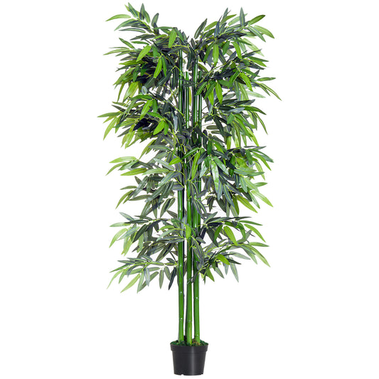 Outsunny 6FT Artificial Bamboo Plant Fake Decorative Tree with Nursery Pot for Indoor Outdoor Décor | Dipra Home