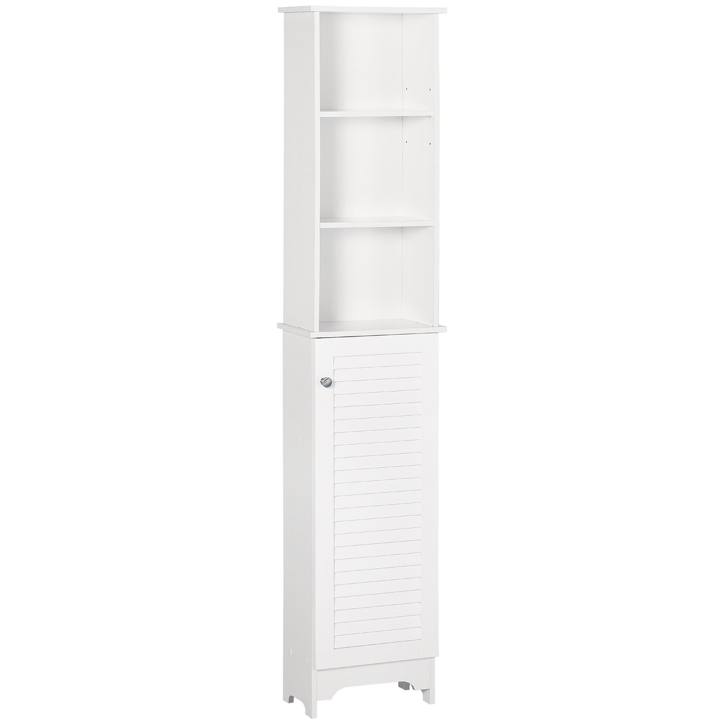 HOMCOM Linen Tower: Tall Bathroom Storage Cabinet, Freestanding 3-Tier Shelf Cupboard, White Adjustable | Dipra Home