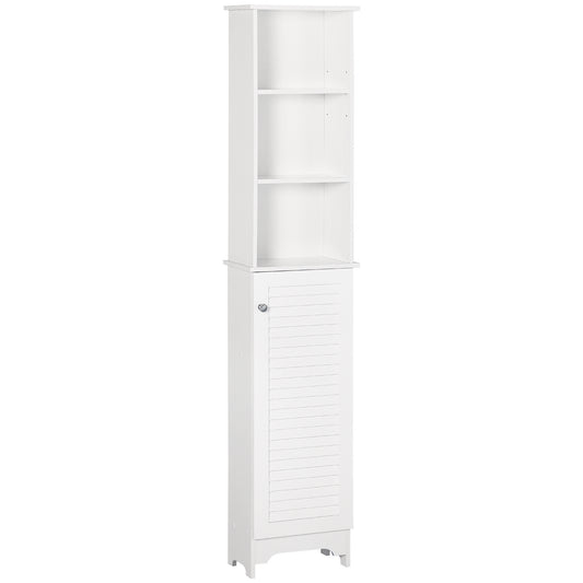 HOMCOM Linen Tower: Tall Bathroom Storage Cabinet, Freestanding 3-Tier Shelf Cupboard, White Adjustable | Dipra Home