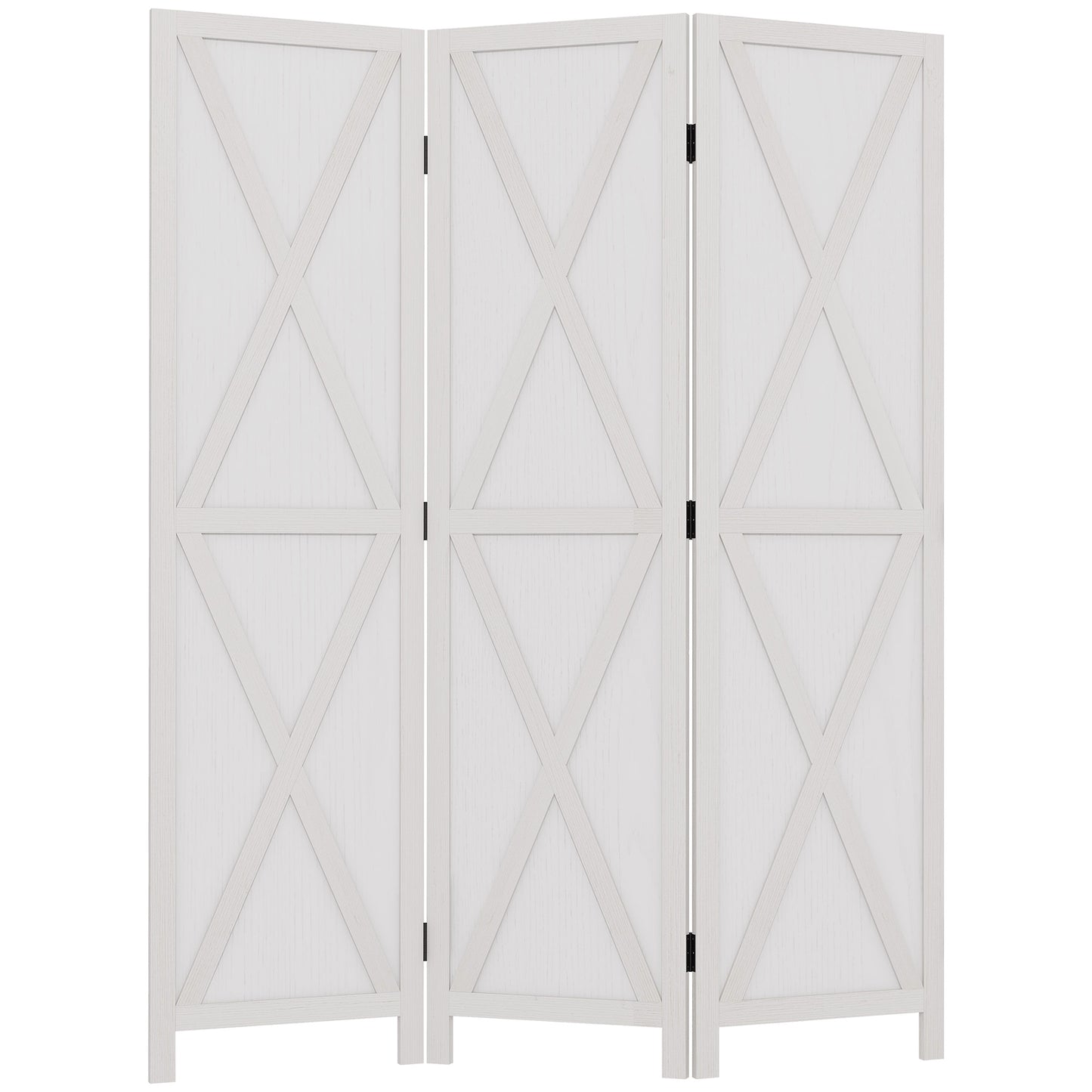 HOMCOM 3-panel Wall Partition Farmhouse Room Separator with Foldable Design Wooden Frame 5.6FT, White | Dipra Home