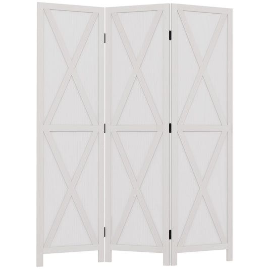 HOMCOM 3-panel Wall Partition Farmhouse Room Separator with Foldable Design Wooden Frame 5.6FT, White | Dipra Home