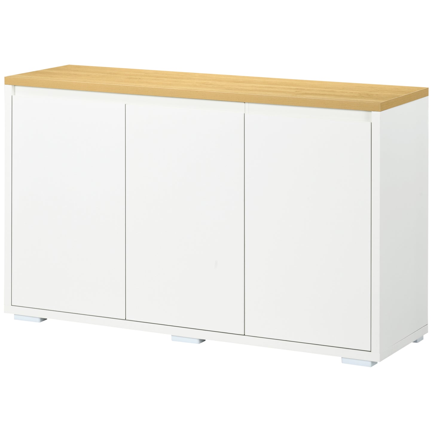 HOMCOM Sideboard Storage Cabinet Buffet Table 3 Doors Adjustable Shelves Living Room Entryway White | Dipra Home