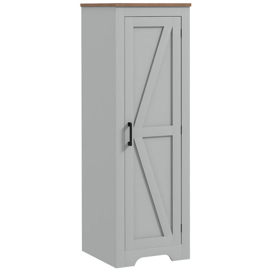 HOMCOM Rustic Farmhouse Accent Cabinet Grey Adjustable Shelf Barn Door Storage Living Room Kitchen Pantry | Dipra Home