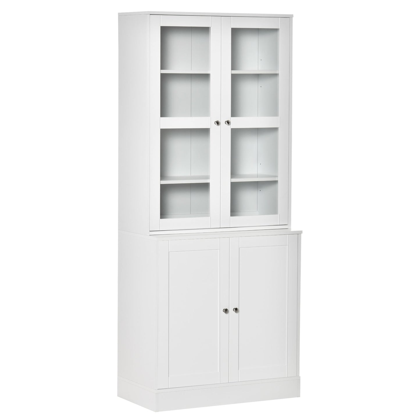 HOMCOM Bookcase Storage Cabinet with Doors, Modern Tall Bookshelf with 2 Adjustable Shelves, Display Unit, White | Dipra Home