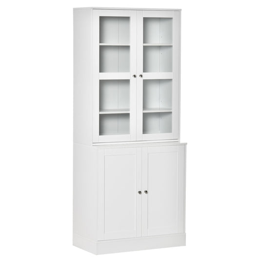 HOMCOM Bookcase Storage Cabinet with Doors, Modern Tall Bookshelf with 2 Adjustable Shelves, Display Unit, White | Dipra Home