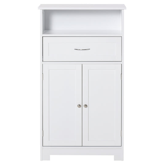 kleankin Freestanding Bathroom Storage: Shelving Unit with Drawer, Adjustable Design for Functional Organization, White Finish | Dipra Home