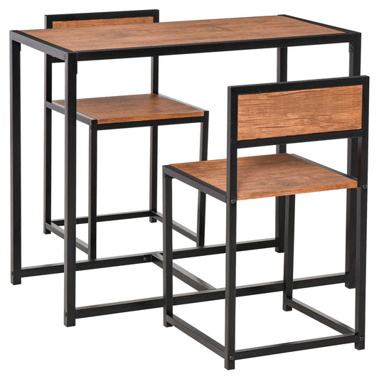 HOMCOM Cozy Dining Duo: 2-Person Industrial Kitchen Table and Chairs Set for Small Spaces, Dining Room Furniture | Dipra Home