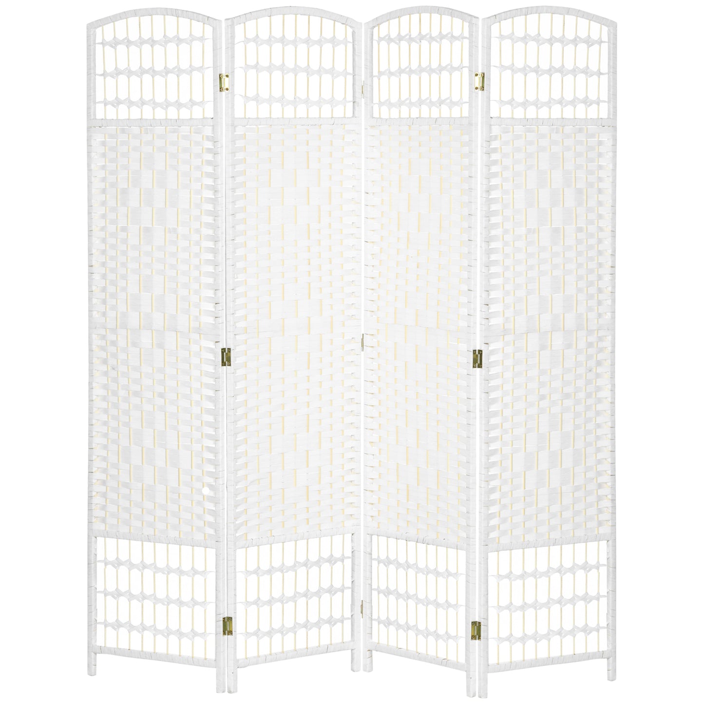 HOMCOM 4-Panel Folding Room Separator: Portable Privacy Screen Indoor Office Divider, White | Dipra Home