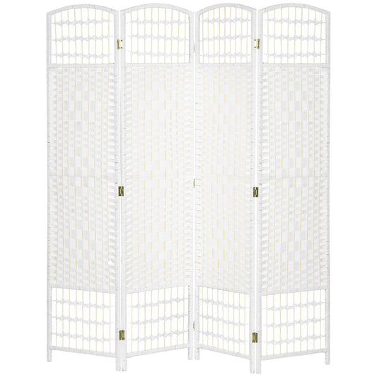 HOMCOM 4-Panel Folding Room Separator: Portable Privacy Screen Indoor Office Divider, White | Dipra Home