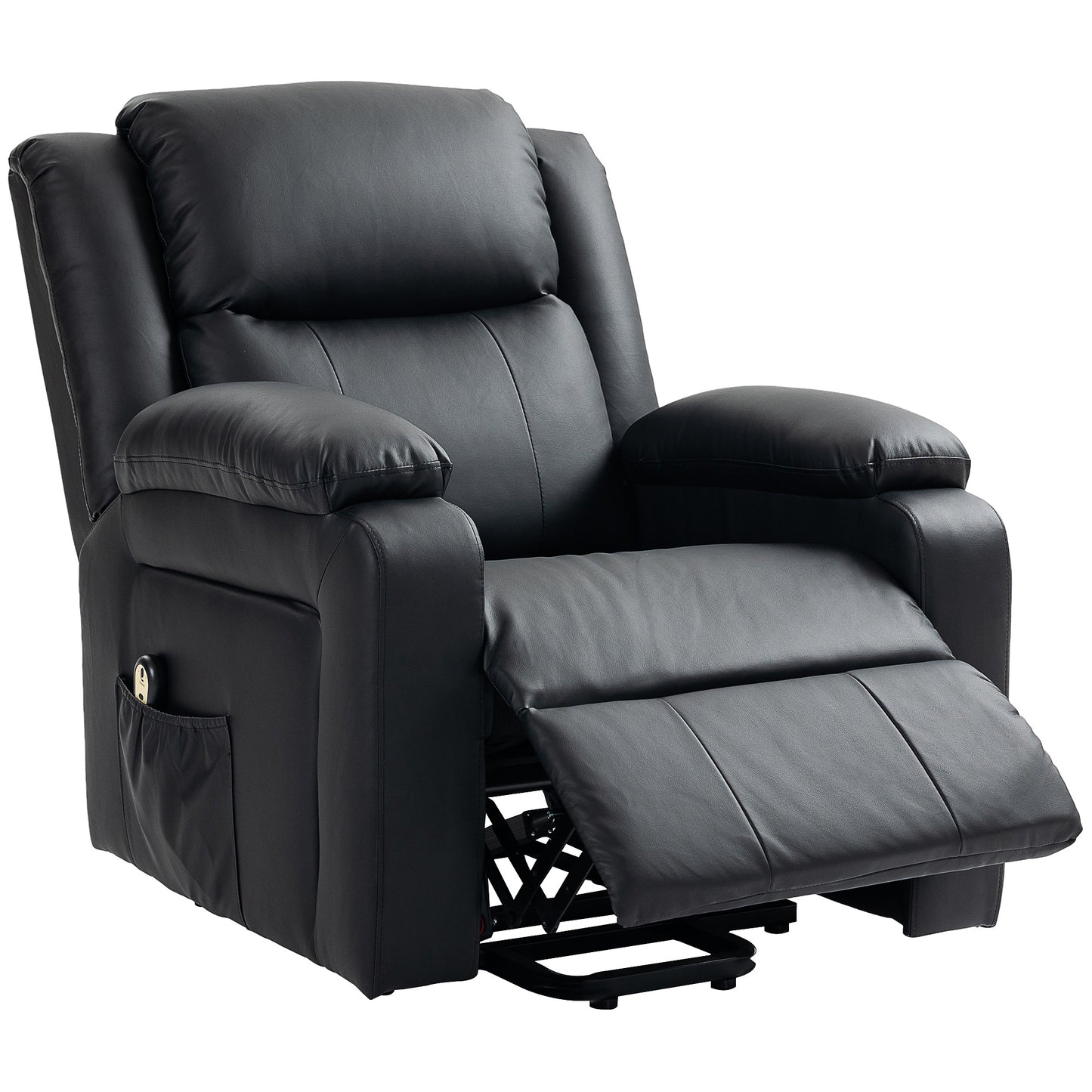 HOMCOM Electric Recliner Lift Chair for Seniors Quick Assembly PU Leather Remote Control Side Pockets Sleek Black | Dipra Home