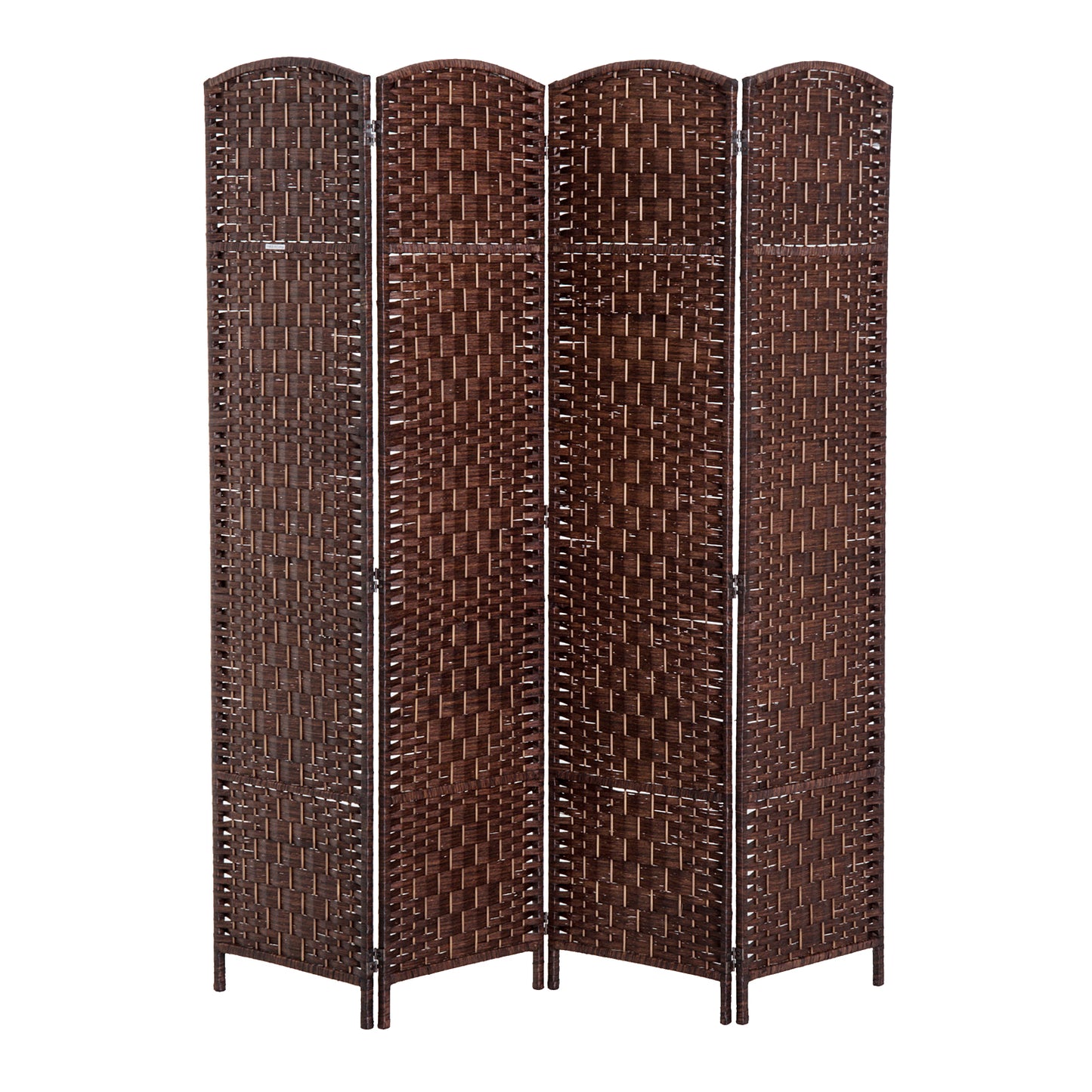 HOMCOM Woven Wonder: 6ft Tall Wicker Weave 4-Panel Room Divider, Indoor Privacy Screen for Homes, Brown Finish | Dipra Home