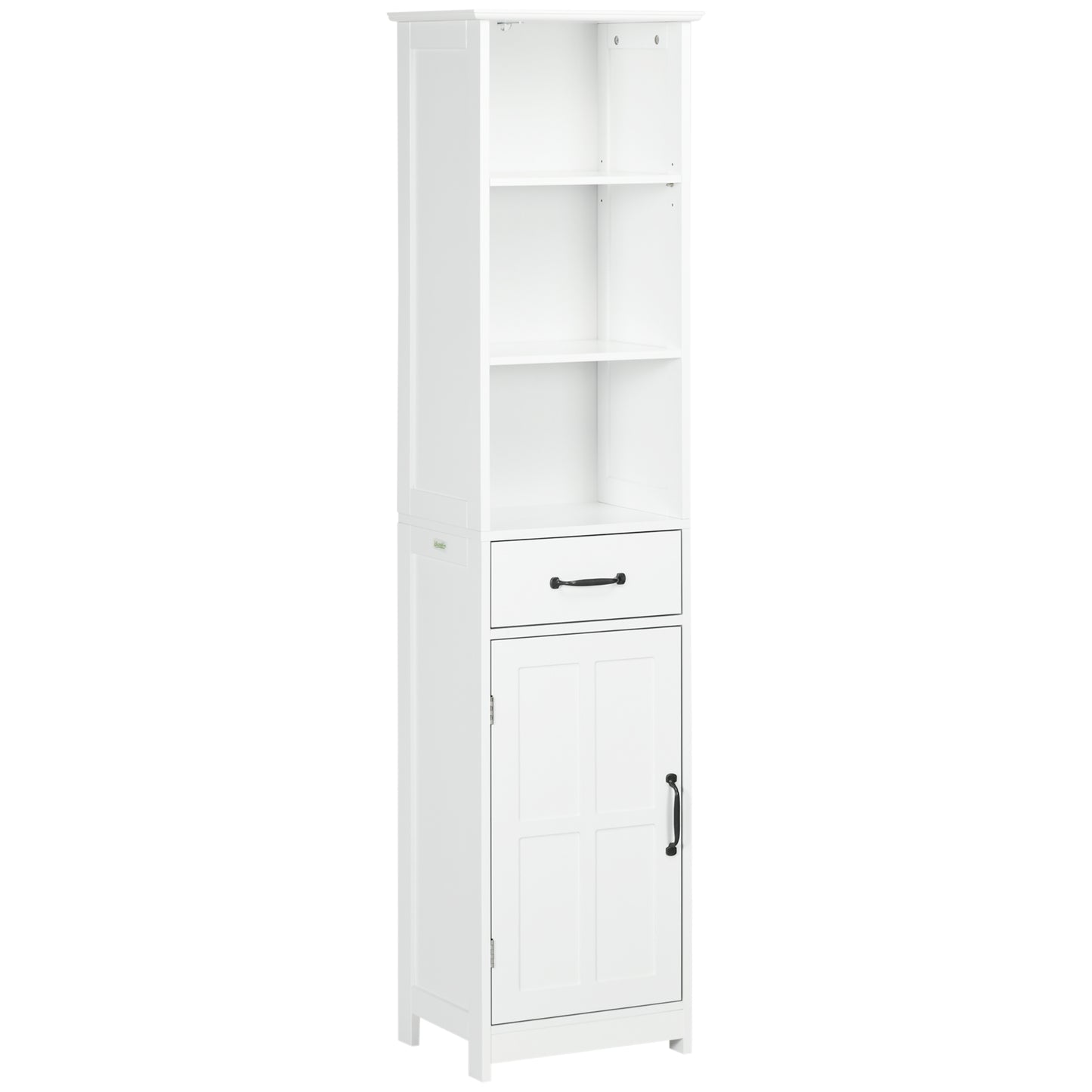 kleankin Modern Bathroom Vanity with Shelves & Drawer: 3 Open Shelves, Drawer & Adjustable Shelf in White Versatile Storage | Dipra Home