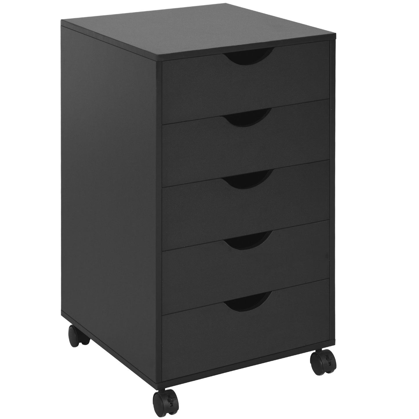 HOMCOM 5-Drawer Mobile File Cabinet: Compact Office Storage Organizer on Wheels, Black | Dipra Home