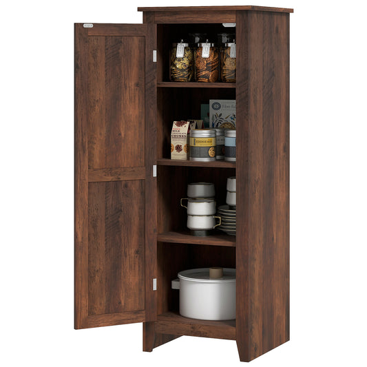 HOMCOM 48" Farmhouse Kitchen Pantry Storage Cabinet with Barn Door, Kitchen Pantry Cabinet with Adjustable Shelves, Brown | Dipra Home