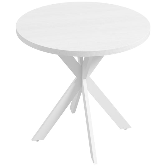 HOMCOM 29" Dining Table, Contemporary Round Kitchen Table with Steel Legs, White | Dipra Home