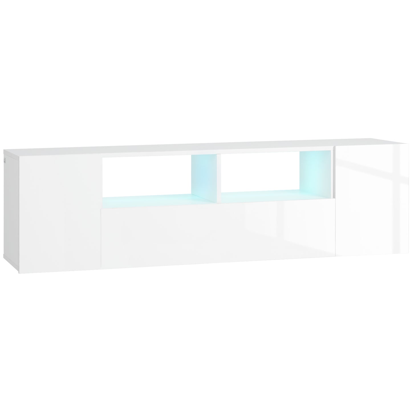 HOMCOM TV Unit: For 60" TVs, LED Lights, Storage, Modern White, Spacious Living Room Decor | Dipra Home